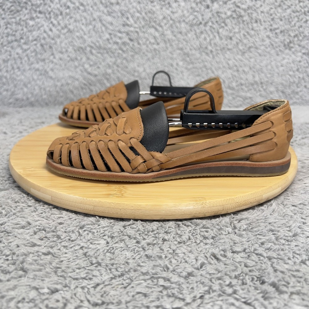 Nisolo Sandals Womens 6.5 Brown Leather Huarache Flat Woven Slip On Peru‎